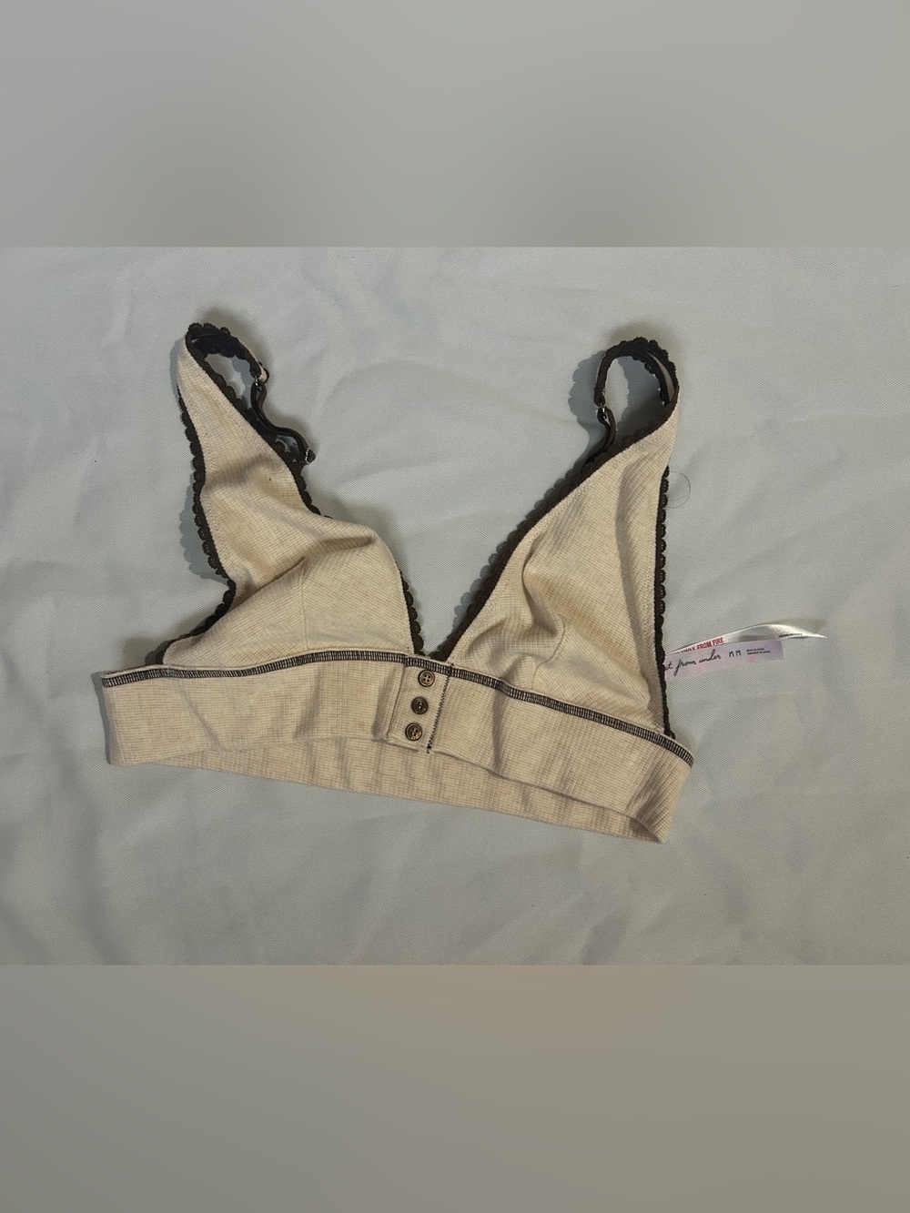 Urban Outfitters Cream Bralette with Black Lace Trim